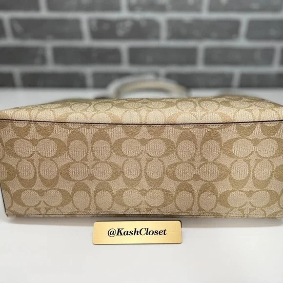 Coach Mollie Tote Bag In Signature Canvas Gold Light Khaki Chalk